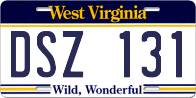 WV license plate DSZ131