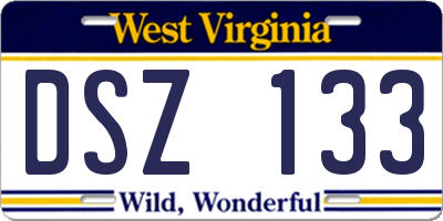 WV license plate DSZ133