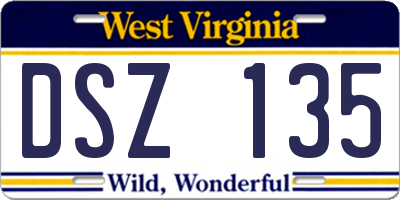 WV license plate DSZ135