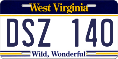 WV license plate DSZ140