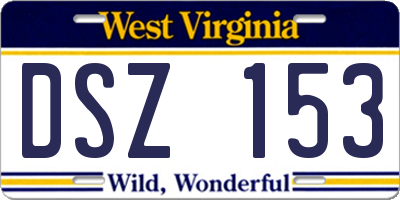 WV license plate DSZ153