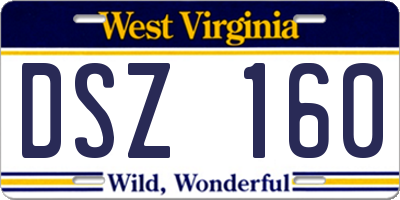 WV license plate DSZ160