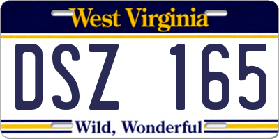 WV license plate DSZ165