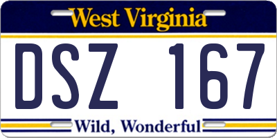 WV license plate DSZ167