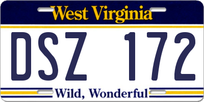 WV license plate DSZ172