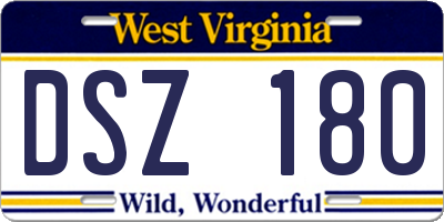WV license plate DSZ180