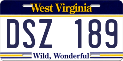WV license plate DSZ189