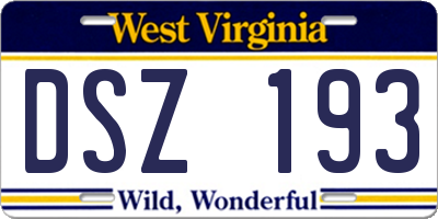 WV license plate DSZ193