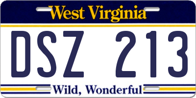 WV license plate DSZ213