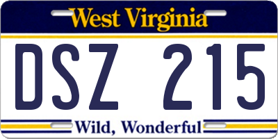 WV license plate DSZ215