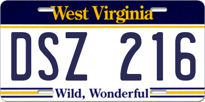 WV license plate DSZ216