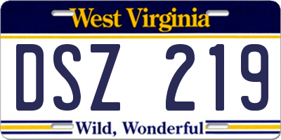 WV license plate DSZ219