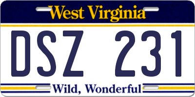 WV license plate DSZ231