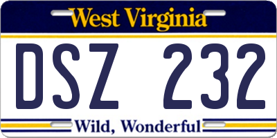WV license plate DSZ232