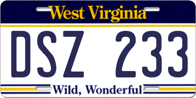 WV license plate DSZ233
