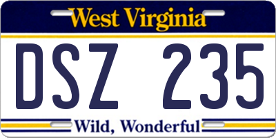 WV license plate DSZ235