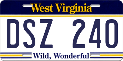 WV license plate DSZ240