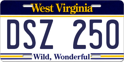 WV license plate DSZ250