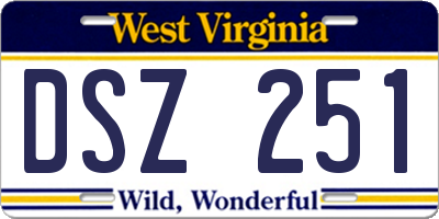 WV license plate DSZ251