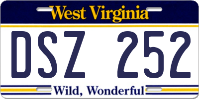 WV license plate DSZ252