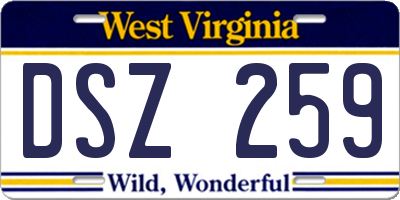 WV license plate DSZ259