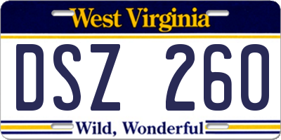 WV license plate DSZ260