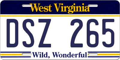 WV license plate DSZ265