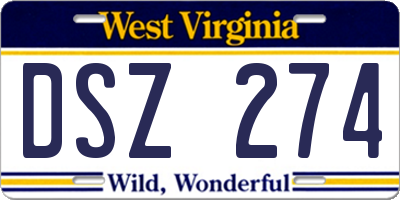 WV license plate DSZ274