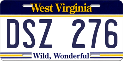 WV license plate DSZ276