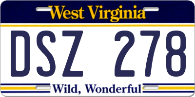 WV license plate DSZ278