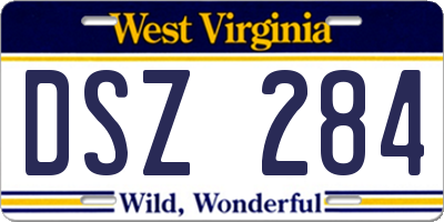WV license plate DSZ284