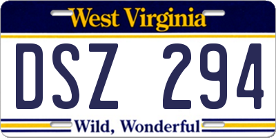 WV license plate DSZ294