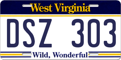 WV license plate DSZ303