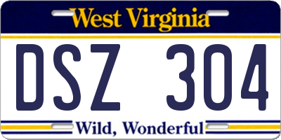 WV license plate DSZ304