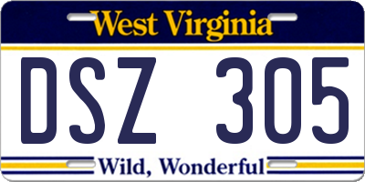 WV license plate DSZ305