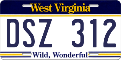 WV license plate DSZ312