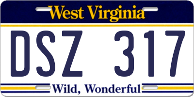 WV license plate DSZ317