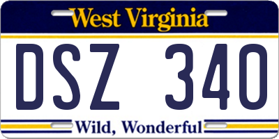WV license plate DSZ340