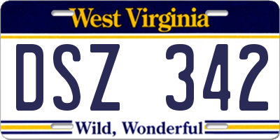 WV license plate DSZ342