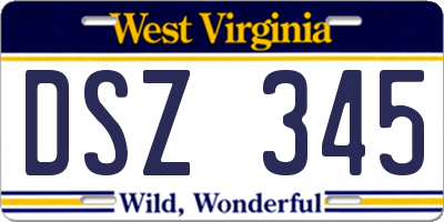 WV license plate DSZ345