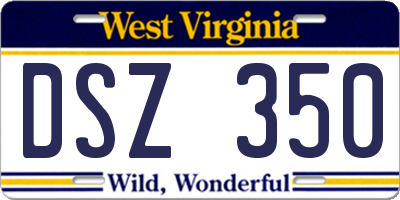 WV license plate DSZ350