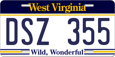 WV license plate DSZ355