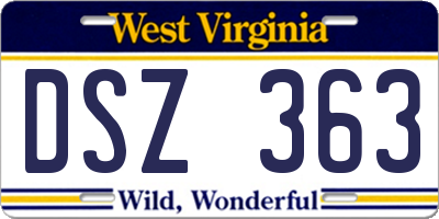 WV license plate DSZ363