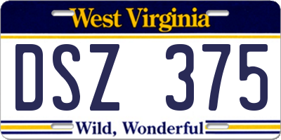 WV license plate DSZ375