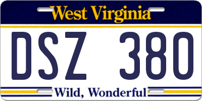 WV license plate DSZ380