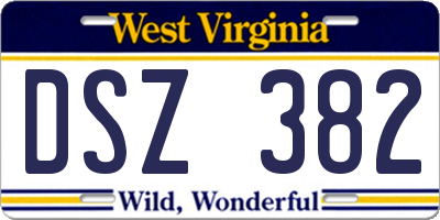 WV license plate DSZ382