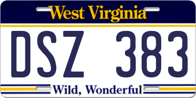 WV license plate DSZ383