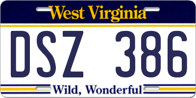 WV license plate DSZ386