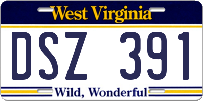 WV license plate DSZ391