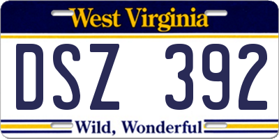 WV license plate DSZ392